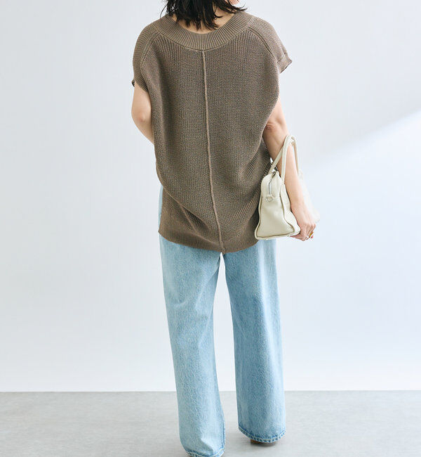  「【ウォッシャブル】ギマコットンニットベスト」|ニット・セーター|