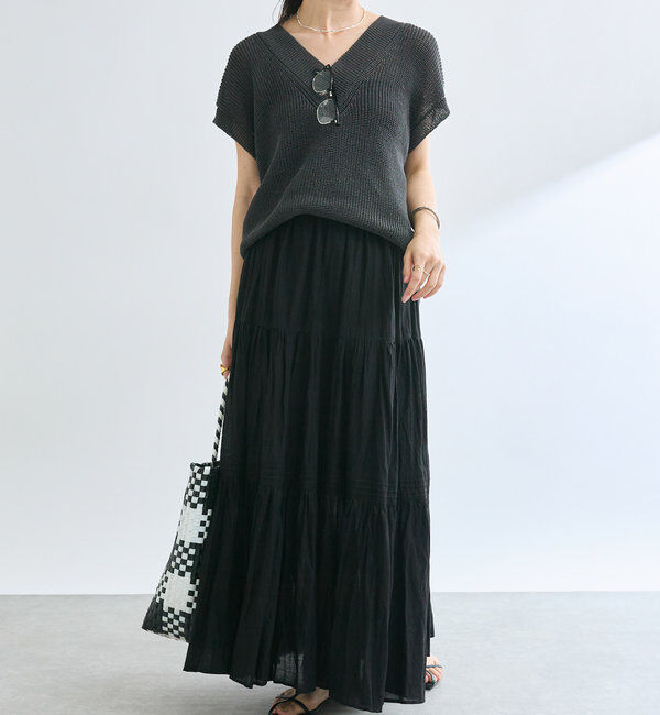  「【ウォッシャブル】ギマコットンニットベスト」|ニット・セーター|