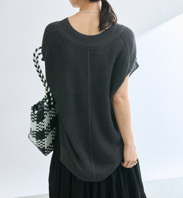  「【ウォッシャブル】ギマコットンニットベスト」|ニット・セーター|