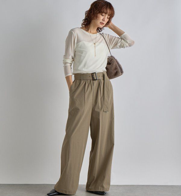  「【こなれ感抜群】ベルテッドワイドパンツ」|チノ|