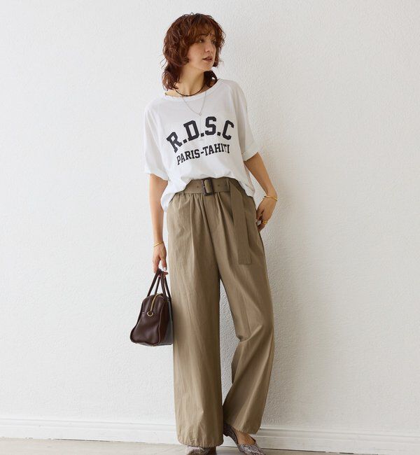  「【こなれ感抜群】ベルテッドワイドパンツ」|チノ|