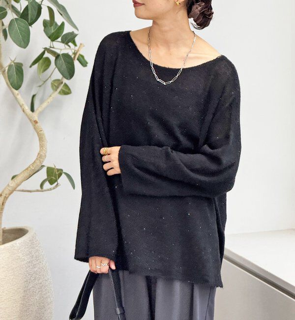  「【リニューアル】2wayスパングルシアーニット」|ニット・セーター|