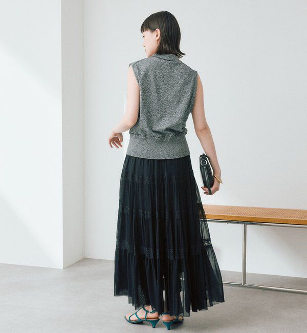  「【抜け感のある印象に】メランジポロカラーベスト」|ニット・セーター|