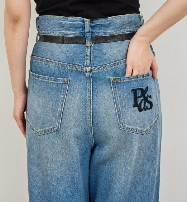  「【PEAS】レザーベルト付きソフトデニム」|デニム|