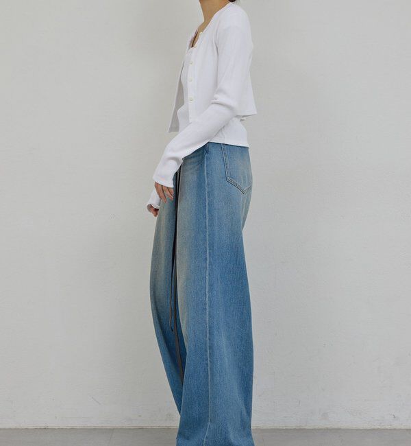  「【PEAS】レザーベルト付きソフトデニム」|デニム|