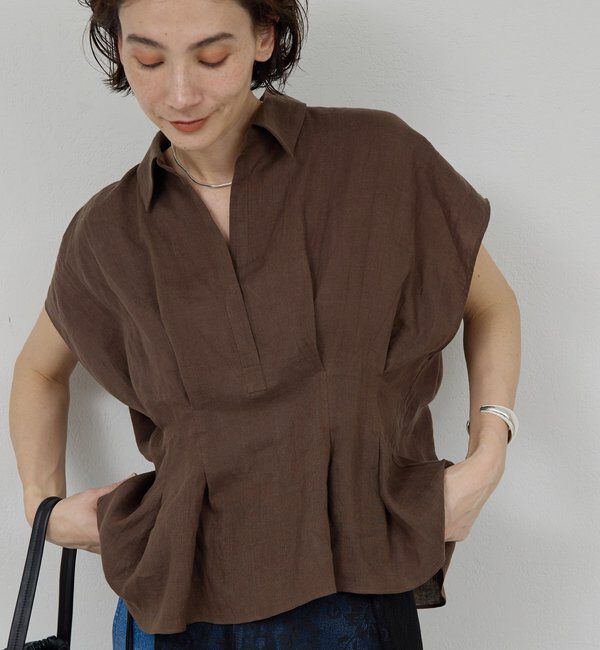  「【WEB限定】ハーフスリーブウエストシェイプシャツ」|シャツ・ブラウス|