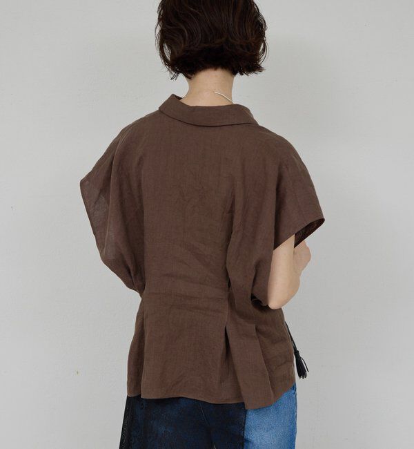  「【WEB限定】ハーフスリーブウエストシェイプシャツ」|シャツ・ブラウス|