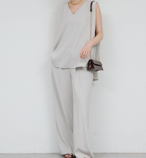  「【きちんと感&times;美脚】【セットアップ対応】タックイージーパンツ」|チノ|