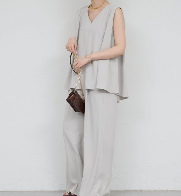  「【きちんと感&times;美脚】【セットアップ対応】タックイージーパンツ」|チノ|