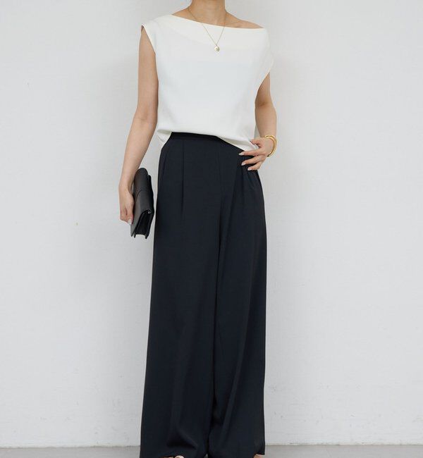  「【きちんと感&times;美脚】【セットアップ対応】タックイージーパンツ」|チノ|