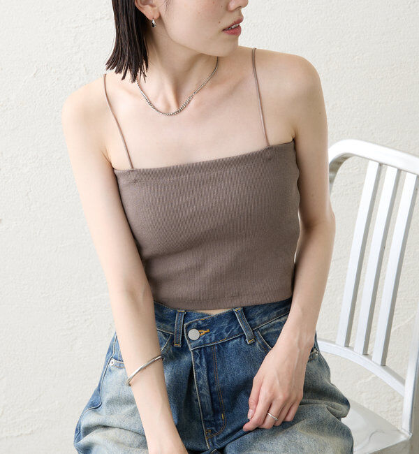  「【万能インナー/嬉しい7色展開】パット付きショートキャミソール2」|キャミソール|モカ