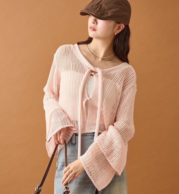  「フリルスリーブメッシュカーデ」|カーディガン|