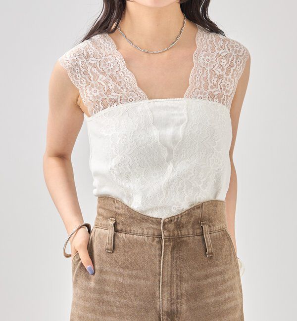  「Vレースタンクトップ」|キャミソール|