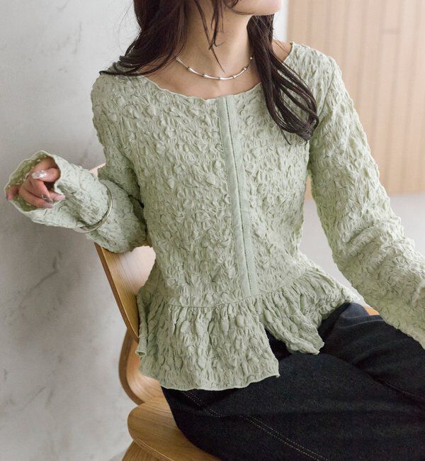  「シャーリングペプラム TOPS」|シャツ・ブラウス|