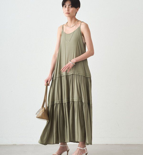  「サテンティアードキャミワンピース」|ワンピース|