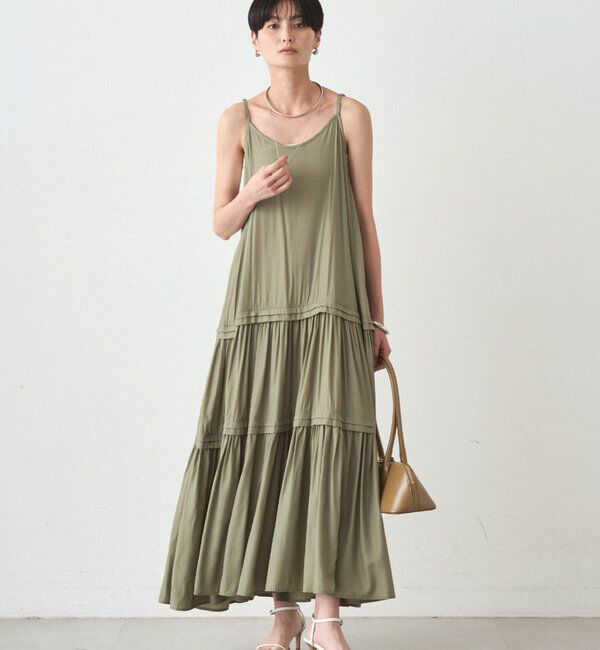  「サテンティアードキャミワンピース」|ワンピース|