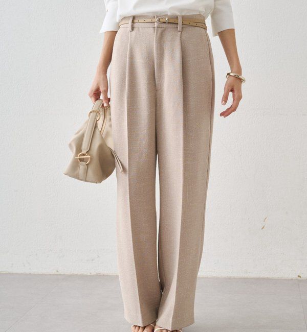  「【Atelier N5/アトリエヌメロサンク】ツイードセミワイドパンツ」|チノ|