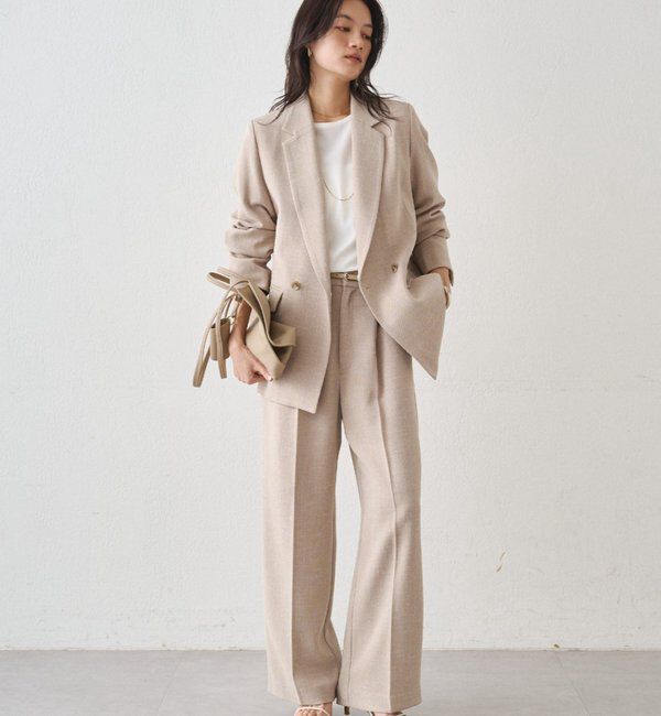  「【Atelier N5/アトリエヌメロサンク】ツイードセミワイドパンツ」|チノ|