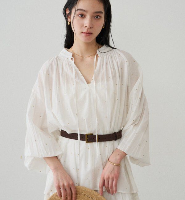  「【INDIA】スキッパー刺繍ブラウス」|シャツ・ブラウス|オフホワイト