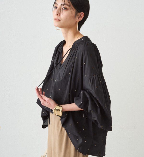  「【INDIA】スキッパー刺繍ブラウス」|シャツ・ブラウス|