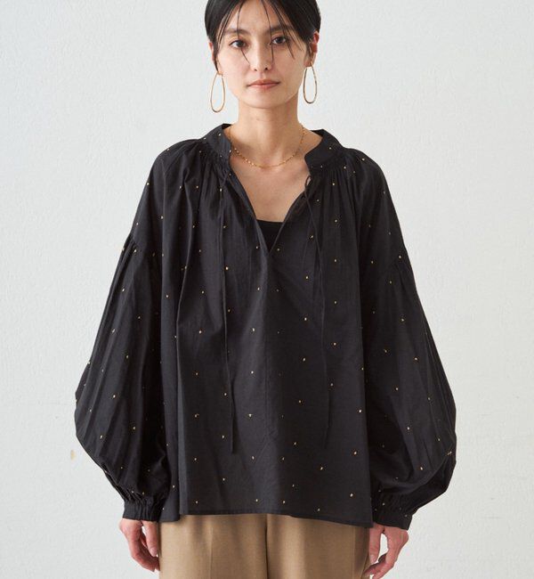  「【INDIA】スキッパー刺繍ブラウス」|シャツ・ブラウス|