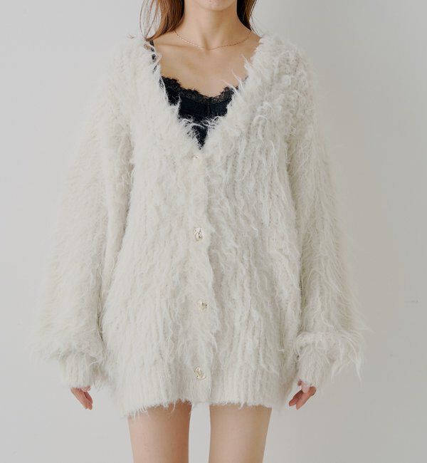  「金釦シャギールーズカーディガン」|カーディガン|