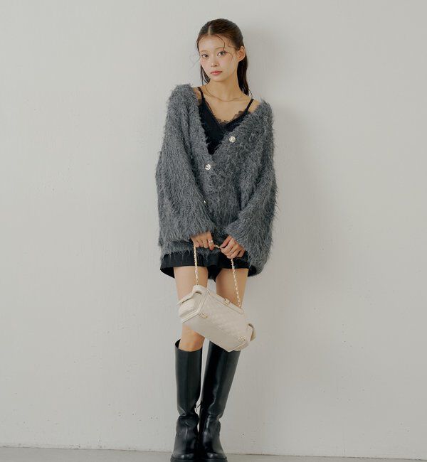  「金釦シャギールーズカーディガン」|カーディガン|