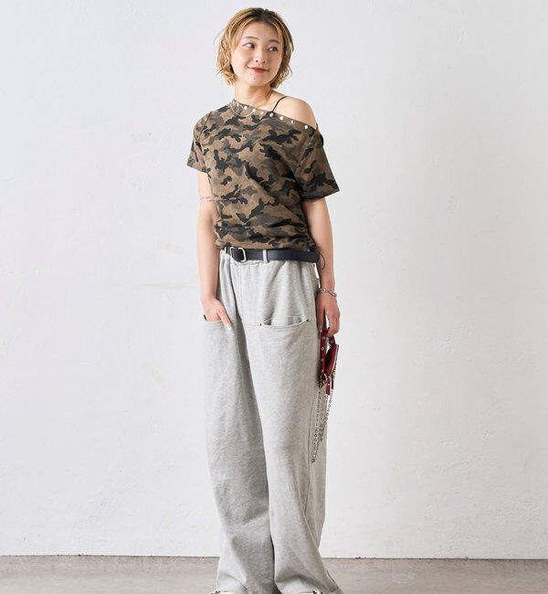  「アソート (カモ柄/ヒョウ柄)/ドット柄)スタッズドロストワンショルTEE」|Tシャツ・カットソー|