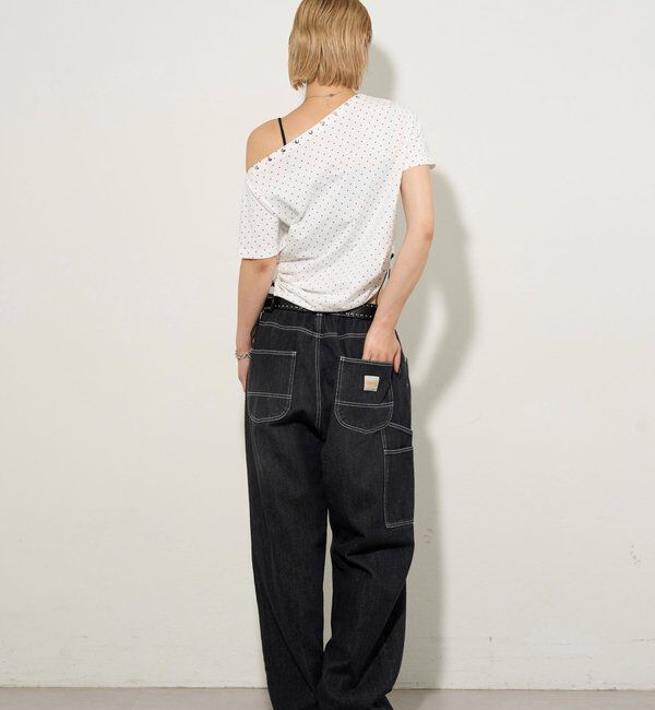  「アソート (カモ柄/ヒョウ柄)/ドット柄)スタッズドロストワンショルTEE」|Tシャツ・カットソー|