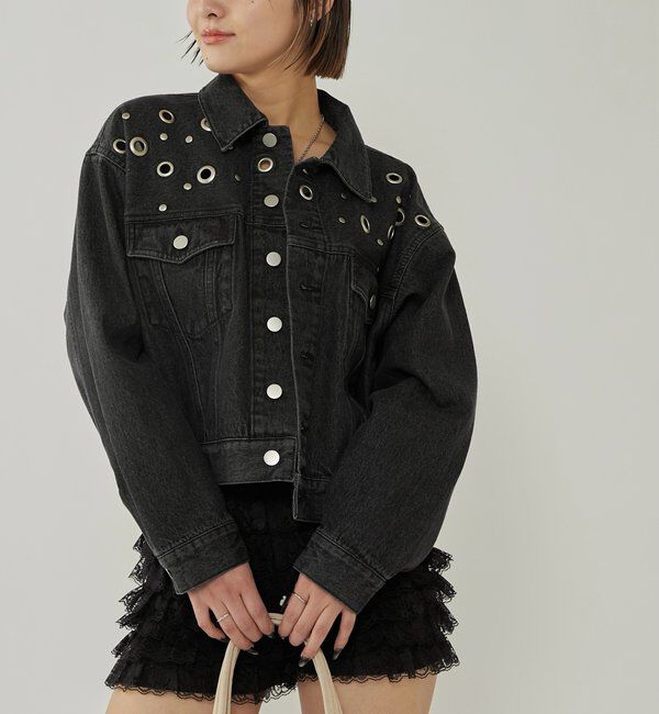  「【UNISEX/ユニセックス】アイレットデニムジャケット」|ブルゾン・スタジャン|