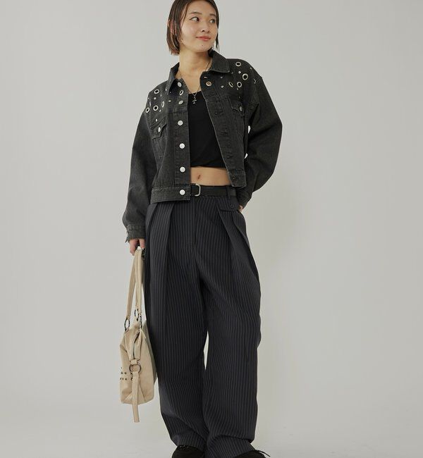  「【UNISEX/ユニセックス】アイレットデニムジャケット」|ブルゾン・スタジャン|