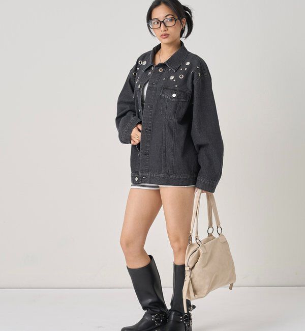  「【UNISEX/ユニセックス】アイレットデニムジャケット」|ブルゾン・スタジャン|