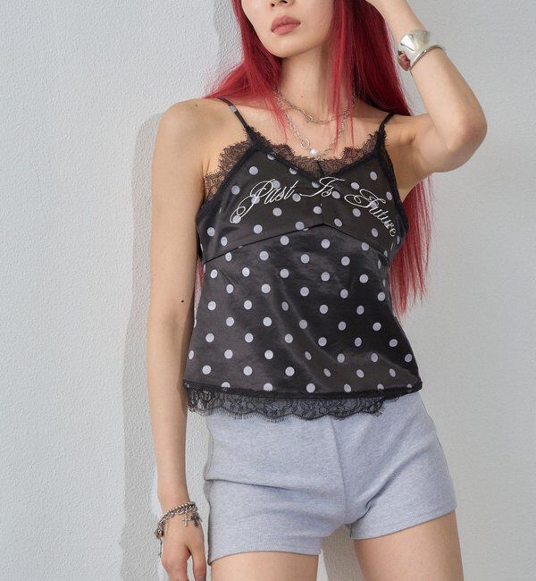  「刺繍ロゴサテンスリップキャミ」|シャツ・ブラウス|