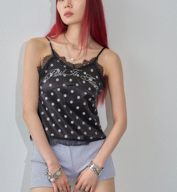  「刺繍ロゴサテンスリップキャミ」|シャツ・ブラウス|ブラックその他1