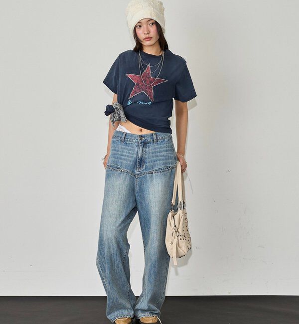  「【UNISEX】SourcreamラインストーンスターグラフィックTEE」|Tシャツ・カットソー|