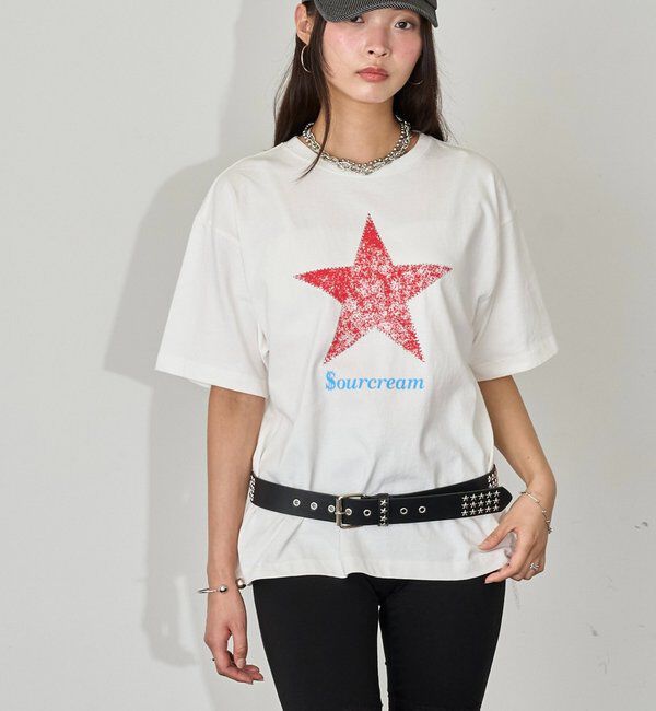  「【UNISEX】SourcreamラインストーンスターグラフィックTEE」|Tシャツ・カットソー|