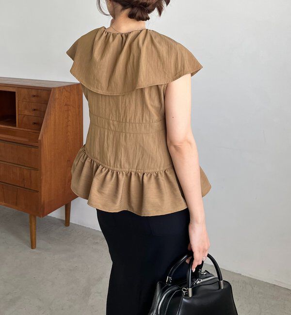  「【新色ピンク】フリルカラーブラウス」|シャツ・ブラウス|