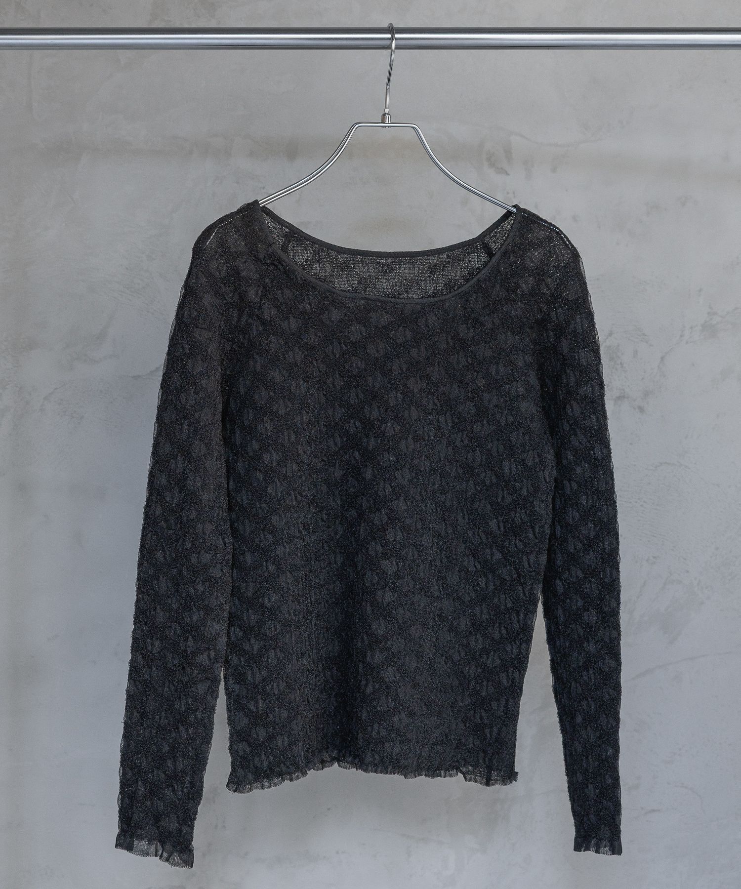 A part by 「レースニットプルオーバー_長袖」|ニット・セーター|ブラック