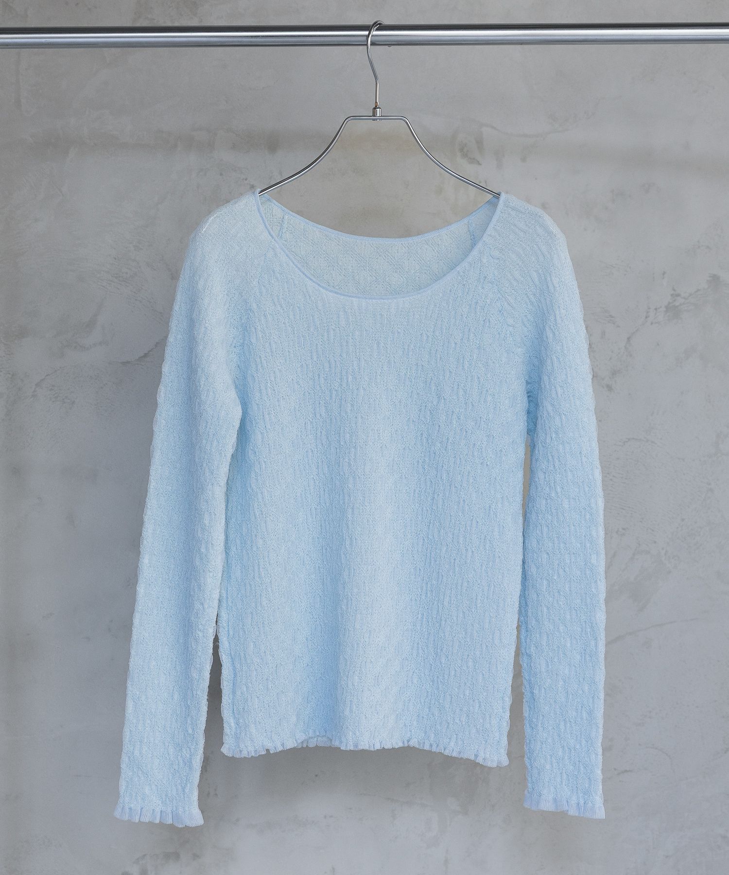 A part by 「レースニットプルオーバー_長袖」|ニット・セーター|ライトブルー