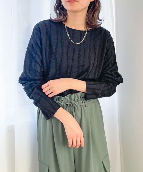 LOWRYS FARM「ジャガードフリンジＬＳ」|Tシャツ・カットソー|