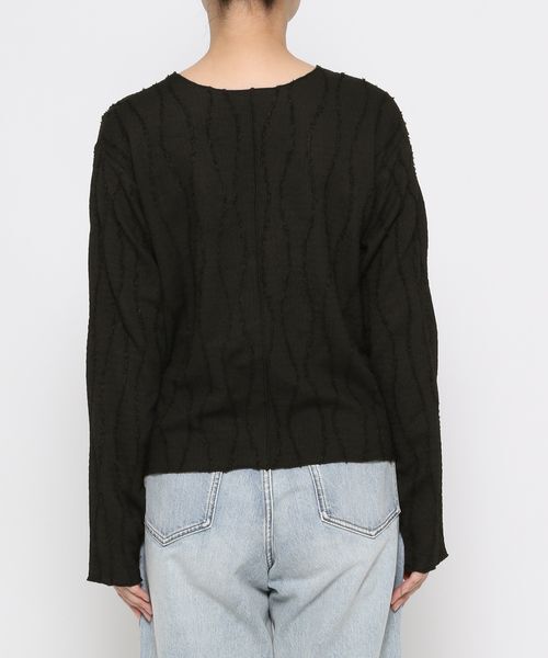 LOWRYS FARM「ジャガードフリンジＬＳ」|Tシャツ・カットソー|