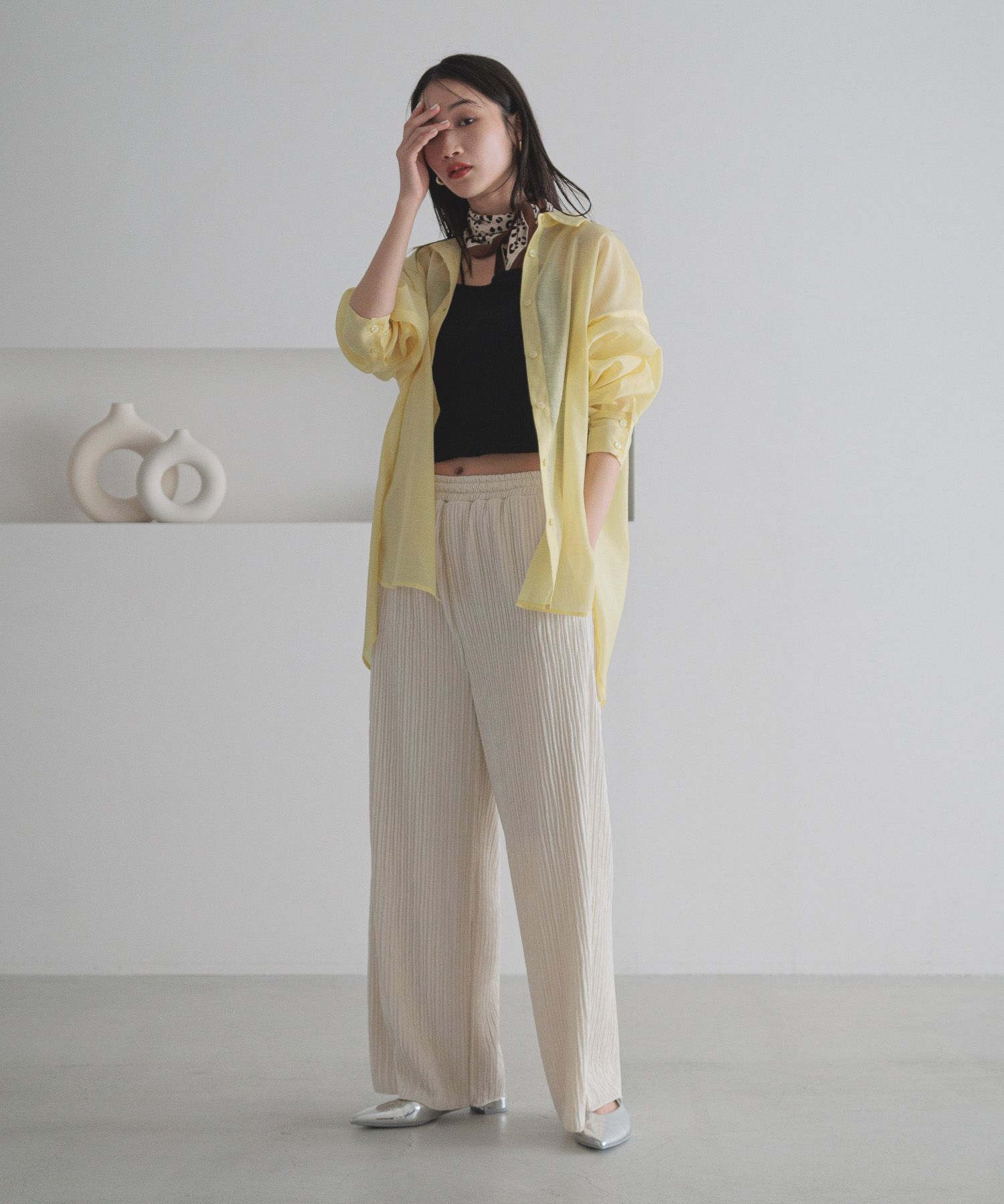 LOWRYS FARM「ジャガードプリーツパンツ」|チノ|