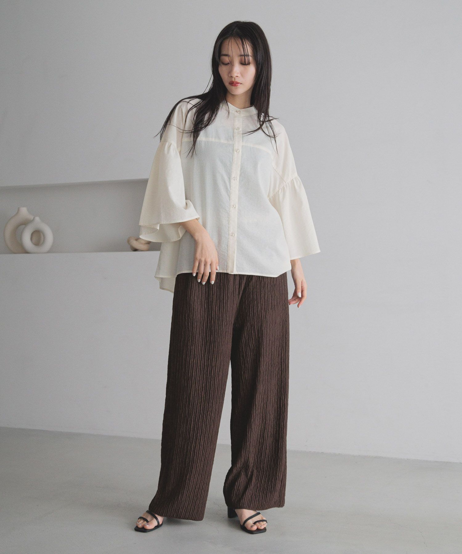 LOWRYS FARM「ジャガードプリーツパンツ」|チノ|