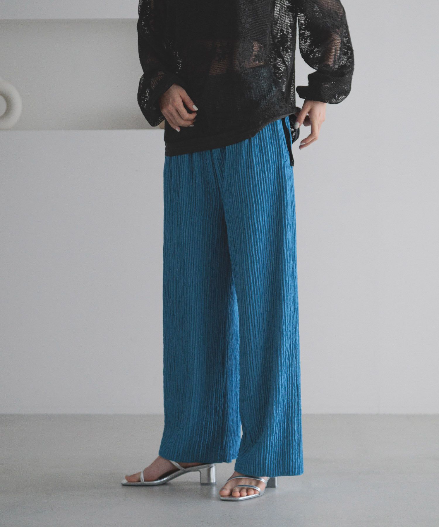 LOWRYS FARM「ジャガードプリーツパンツ」|チノ|BLU5