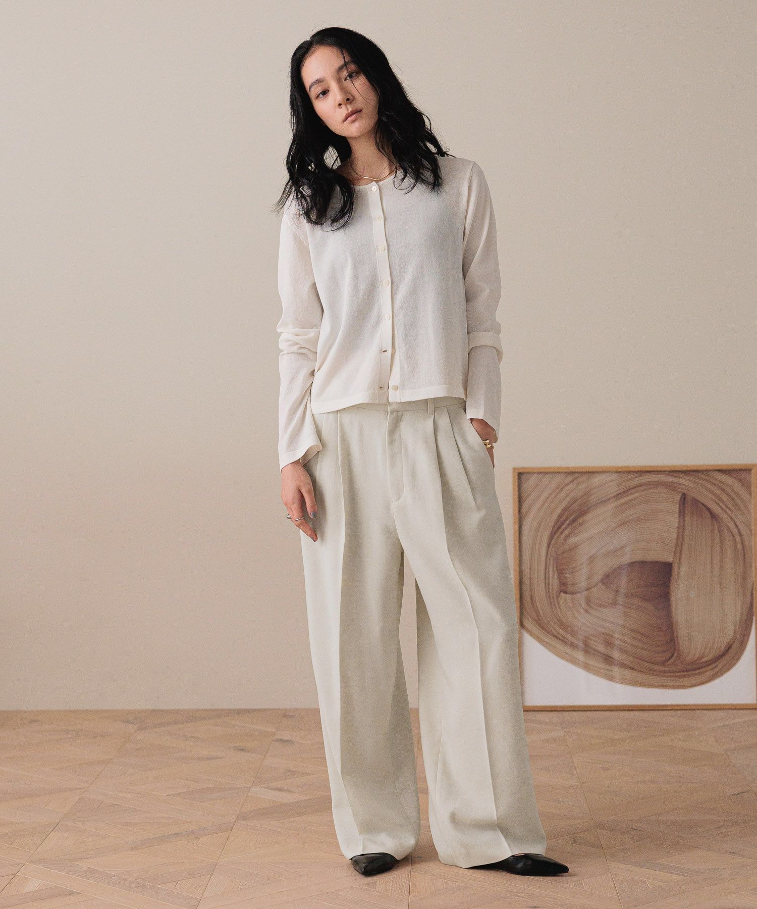 LOWRYS FARM「ＴＲワイドパンツ」|チノ|