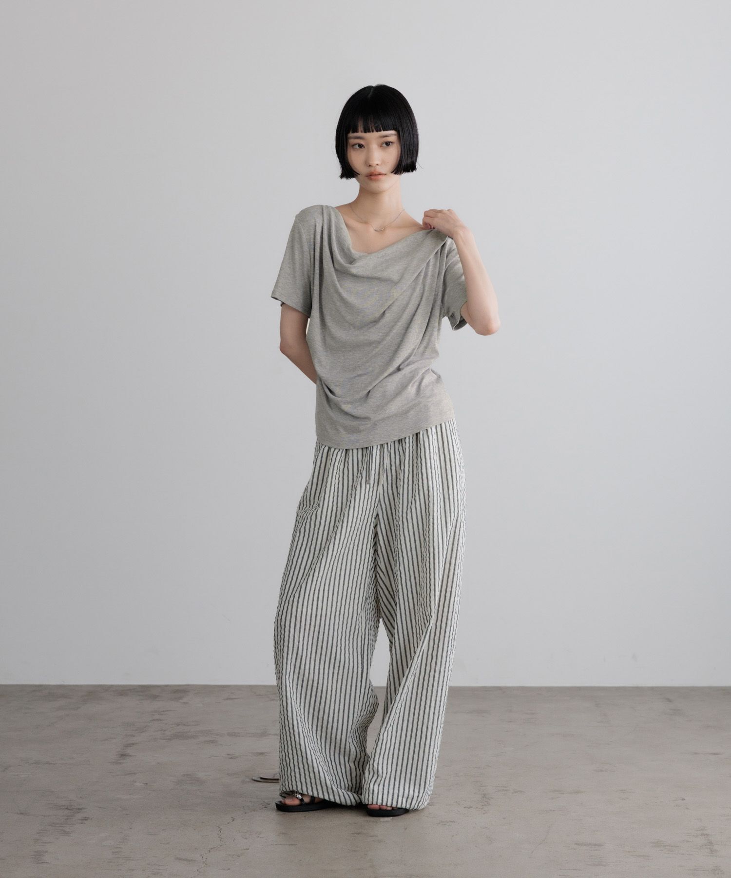 LOWRYS FARM「シアサッカーアソートイージーパンツ」|チノ|