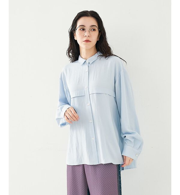 collex「フロント切替バックギャザーシャツ」|シャツ・ブラウス|サックスブルー