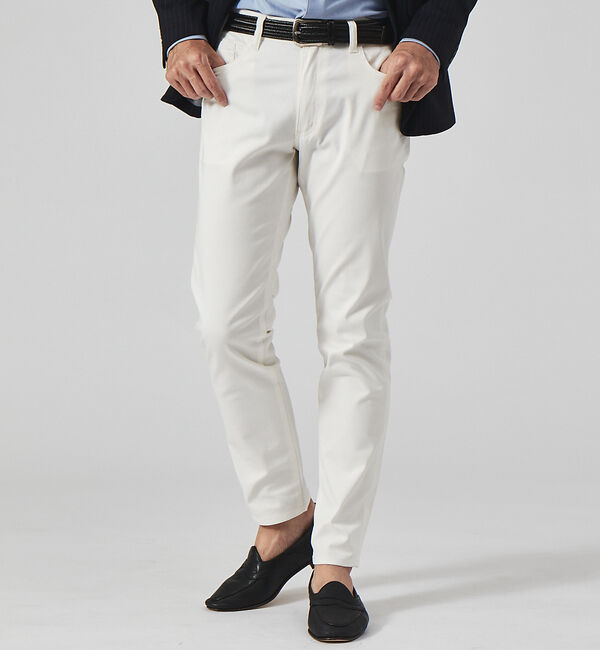ABAHOUSE「【累計3万本突破】定番 ツイル ストレッチ スリムフィット 5ポケット パンツ」|その他|ホワイト