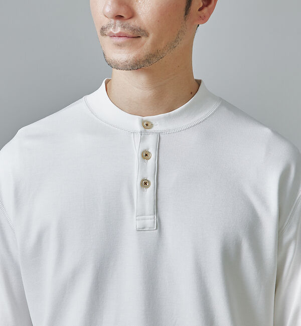 ABAHOUSE「【ヘンリーネック】ポンチ 長袖 Ｔシャツ」|Tシャツ・カットソー|