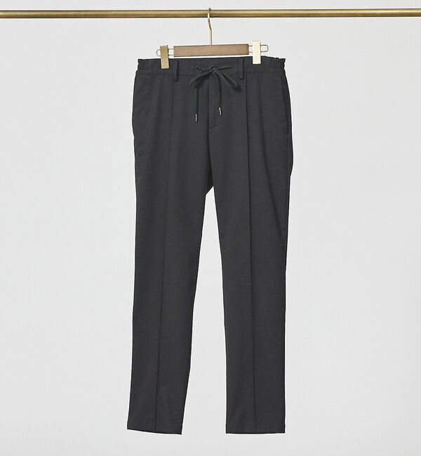 ABAHOUSE「【FLEX PANTS】ピンタック イージーパンツ /TR 強撚 ボタニーサージ」|スラックス|ダークネイビー